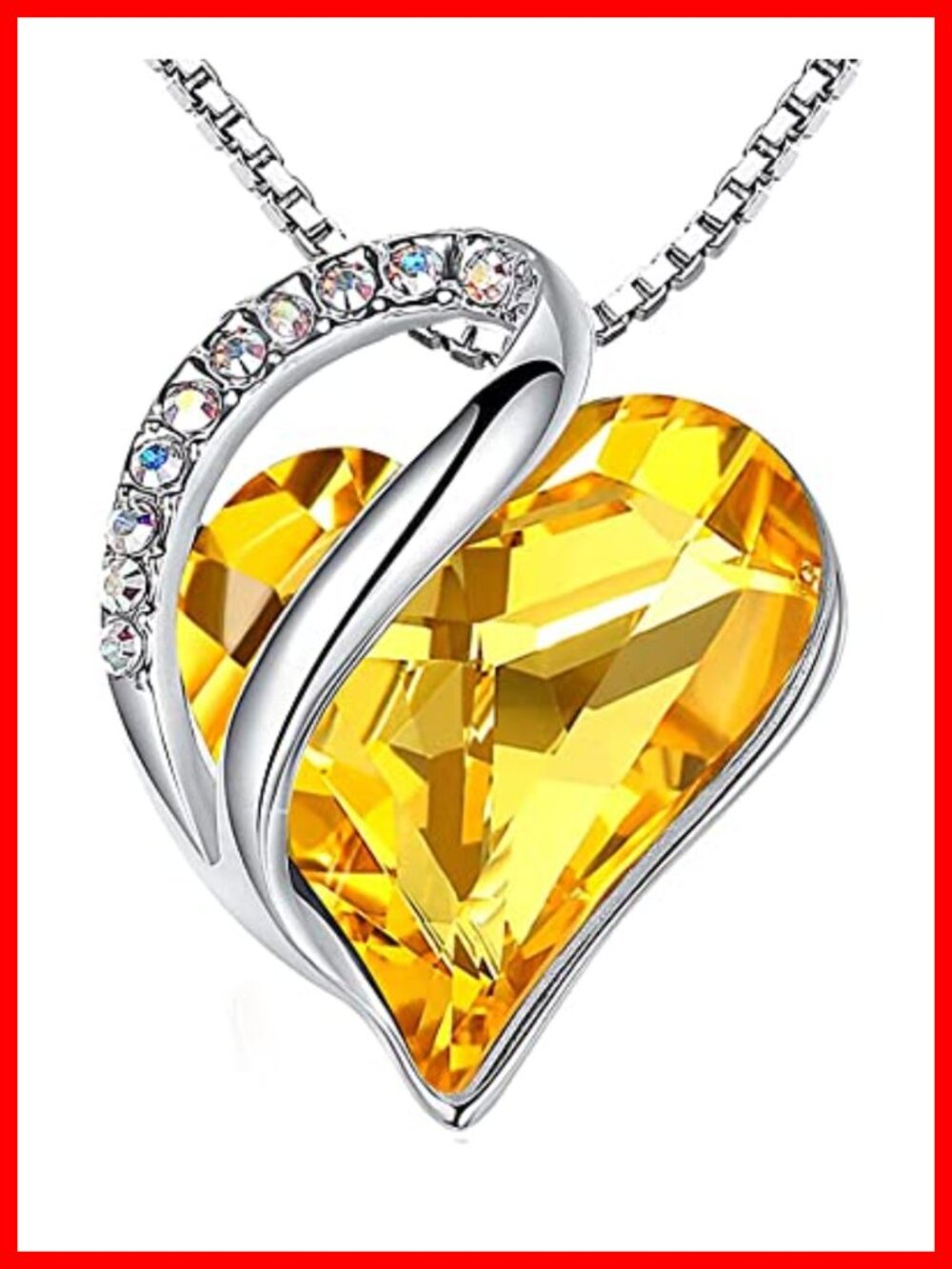 Infinity Love Heart Crystal Pendant Necklace Silver Plated 18in Gift for Her